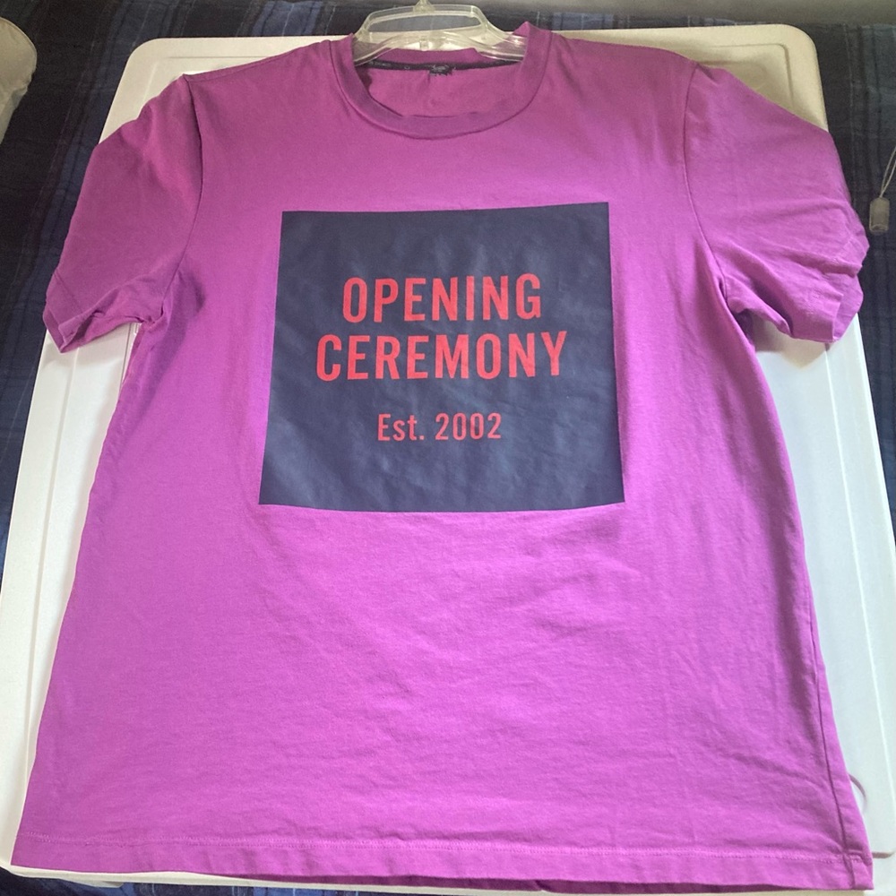 Purple Opening Ceremony Box Logo T-Shirt, Size Medium, EUC